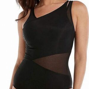 Miraclesuit Women's Swimsuit Aurora V-Neckline Soft Cup Bra One Piece Size 16